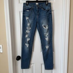 Sneak Peek - Distressed Denim Women's Skinny‎ Jeans - Size 7 - Style SP-P9443MD
